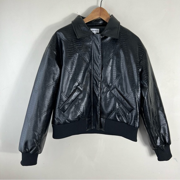 Revolve Superdown Black x bridget katrina oversized jacket SZ Large Faux Leather - Picture 6 of 15